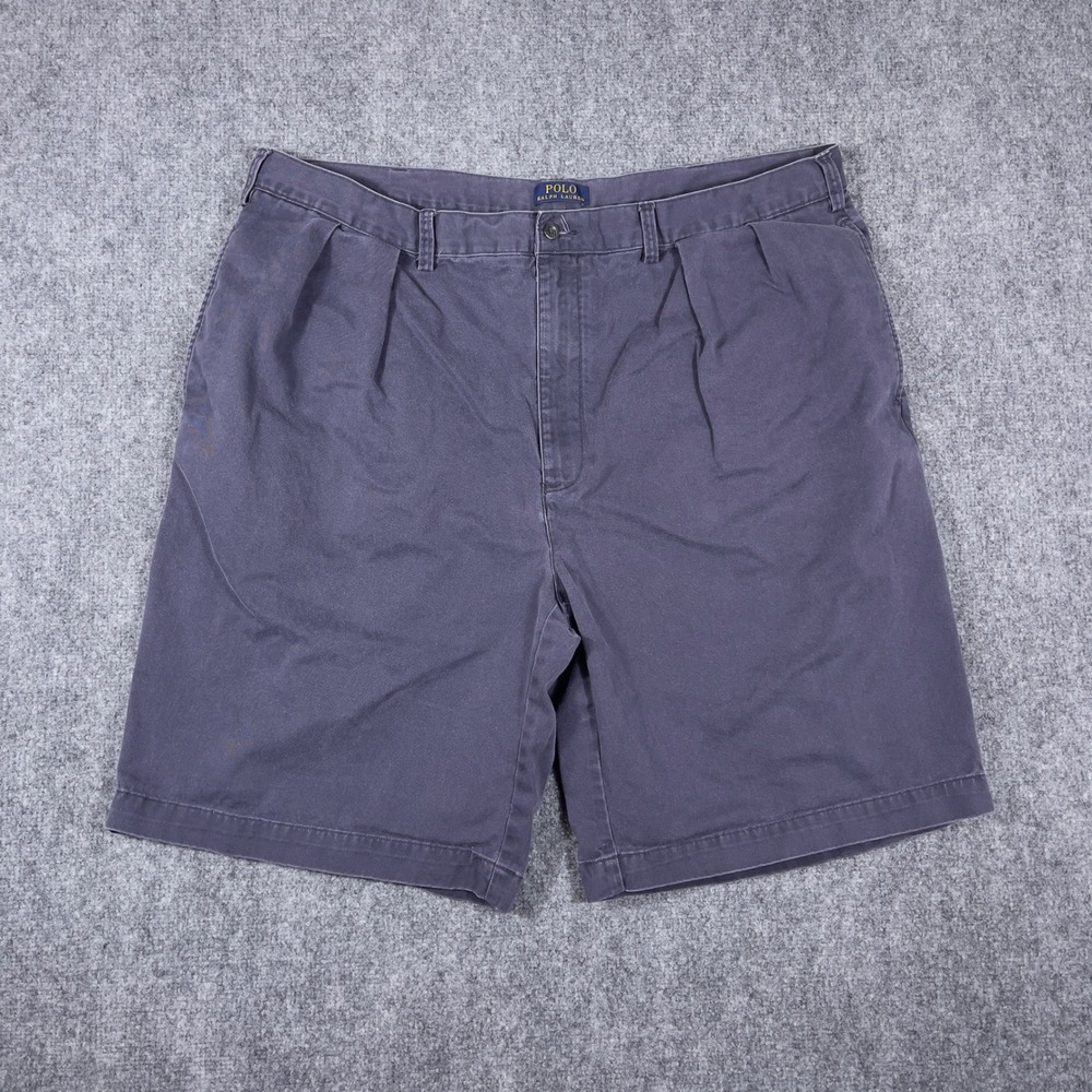 Polo Ralph Lauren Chino Shorts Mens 42 Navy Blue Pleated Cotton Twill